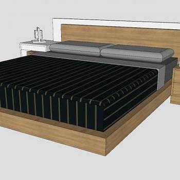 室内双人床SU模型下载_sketchup草图大师SKP模型