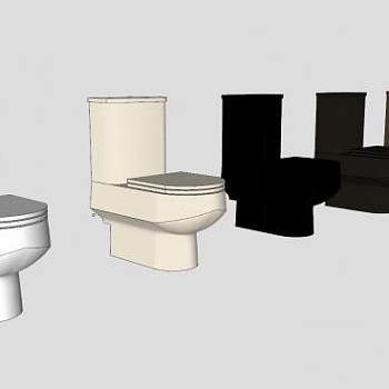 几个不同颜色的马桶SU模型下载_sketchup草图大师SKP模型