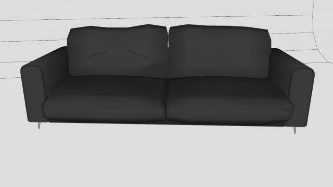 两人座黑色沙发家具SU模型下载_sketchup草图大师SKP模型