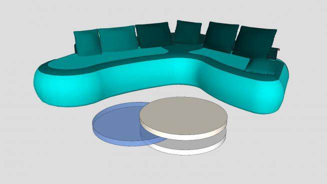 现代蓝色弧形沙发茶几SU模型SU模型下载_sketchup草图大师SKP模型