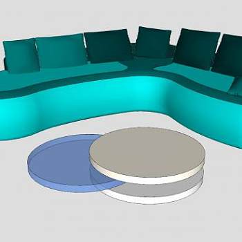 现代蓝色弧形沙发茶几SU模型SU模型下载_sketchup草图大师SKP模型