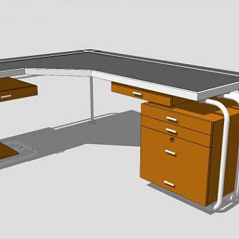 创意办公桌办公家具SU模型下载_sketchup草图大师SKP模型
