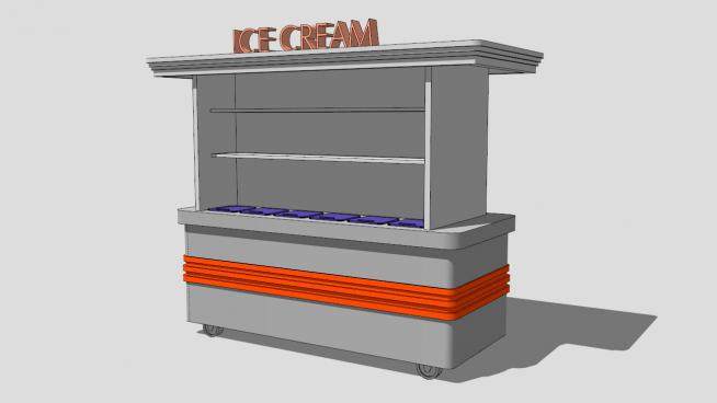 冰淇淋临时售卖亭SU模型下载_sketchup草图大师SKP模型