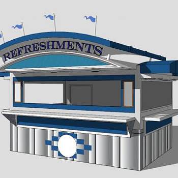 现代特色景区售卖亭SU模型下载_sketchup草图大师SKP模型