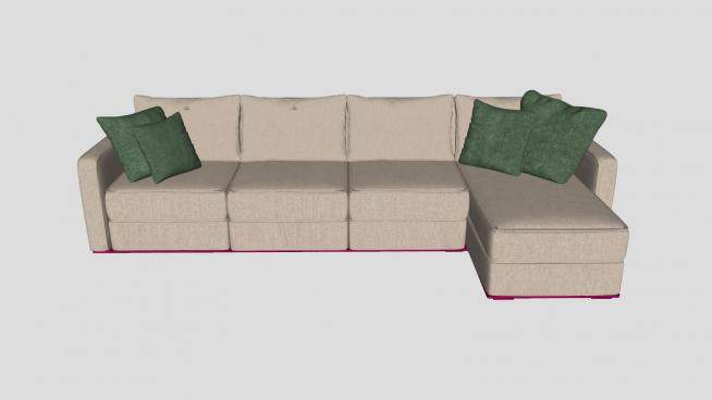 精美的室内沙发L型家具SU模型下载_sketchup草图大师SKP模型