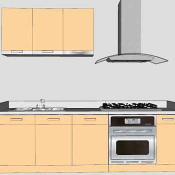 厨房橱柜电器组合SU模型下载_sketchup草图大师SKP模型