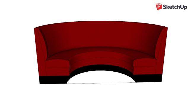 红色弧形沙发SU模型下载_sketchup草图大师SKP模型