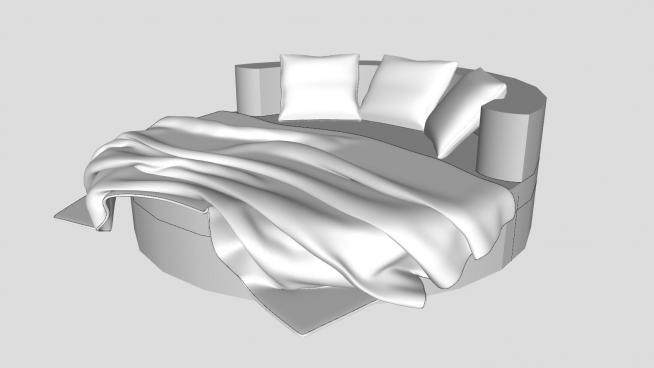 现代大圆床床铺家具SU模型下载_sketchup草图大师SKP模型