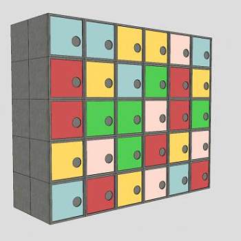 儿童寄存柜SU模型下载_sketchup草图大师SKP模型