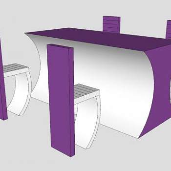 创意异形桌子椅子SU模型下载_sketchup草图大师SKP模型