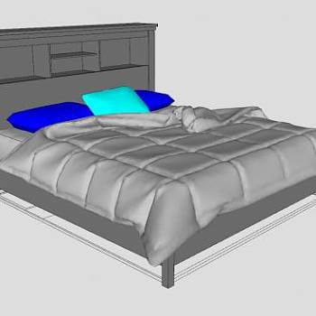 简约床柜床具SU模型下载_sketchup草图大师SKP模型