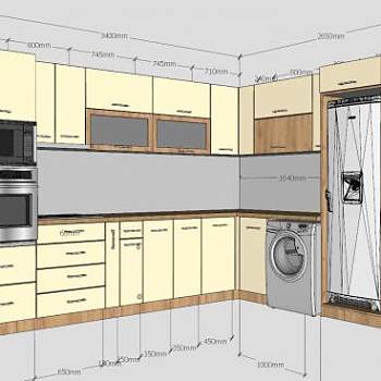 转角厨房橱柜及家电SU模型下载_sketchup草图大师SKP模型