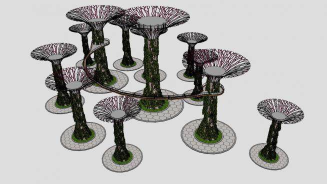 植物园创意花架SU模型下载_sketchup草图大师SKP模型