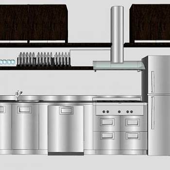 厨房橱柜餐具电器SU模型下载_sketchup草图大师SKP模型