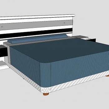 后现代双人床和茶几SU模型下载_sketchup草图大师SKP模型