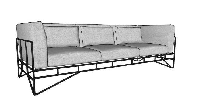 三座铁架沙发SU模型下载_sketchup草图大师SKP模型