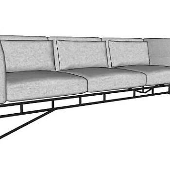 三座铁架沙发SU模型下载_sketchup草图大师SKP模型