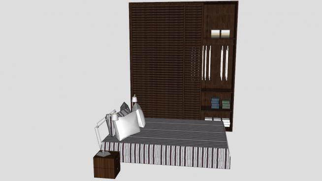 木质衣柜和床具SU模型下载_sketchup草图大师SKP模型