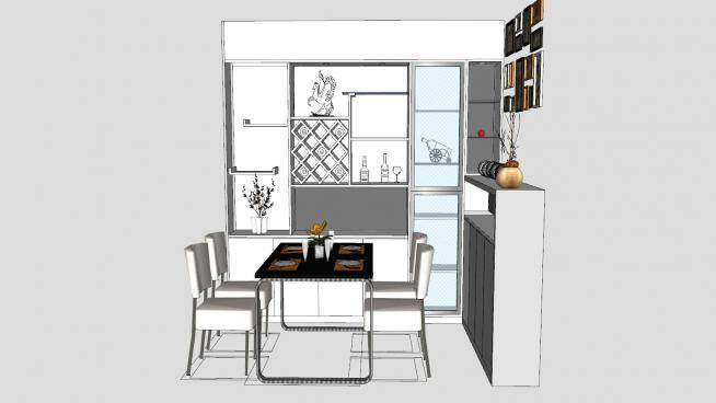 现代餐厅家具设计SU模型下载_sketchup草图大师SKP模型