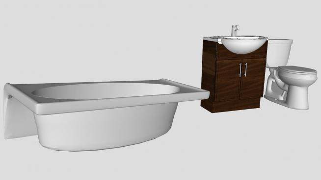 浴缸卫浴柜和马桶SU模型下载_sketchup草图大师SKP模型