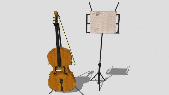 大提琴和琴谱SU模型下载_sketchup草图大师SKP模型