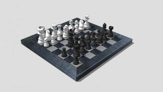 西洋棋棋盘SU模型下载_sketchup草图大师SKP模型