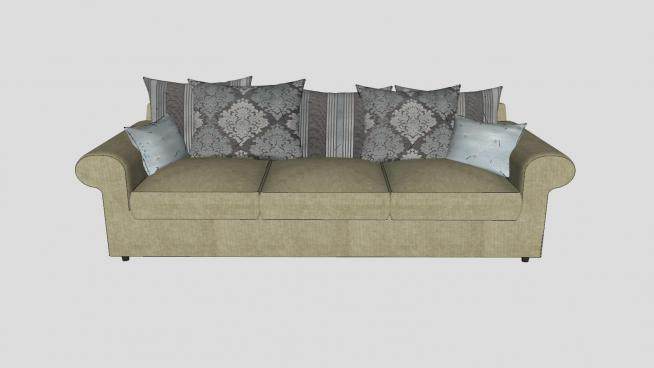 三座沙发靠枕家具SU模型下载_sketchup草图大师SKP模型