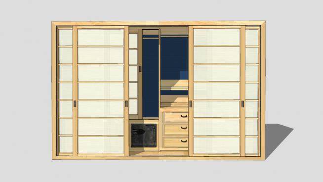日式家具壁橱壁柜衣柜储物柜SU模型下载_sketchup草图大师SKP模型