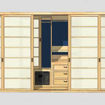 日式家具壁橱壁柜衣柜储物柜SU模型下载_sketchup草图大师SKP模型