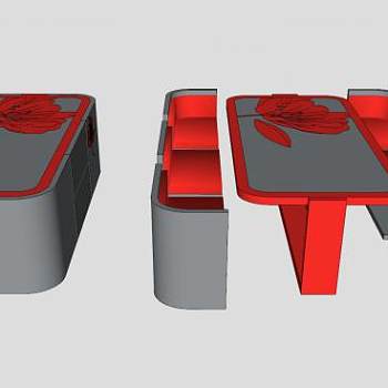 现代六人餐桌椅和吧台SU模型下载_sketchup草图大师SKP模型