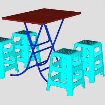 折叠桌子饭桌餐桌SU模型下载_sketchup草图大师SKP模型