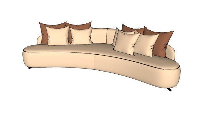 现代弧形沙发家具SU模型下载_sketchup草图大师SKP模型