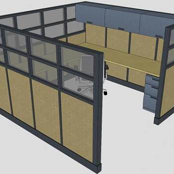 简易书房屏风旋转椅SU模型下载_sketchup草图大师SKP模型