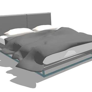 现代简约双人床床铺SU模型下载_sketchup草图大师SKP模型