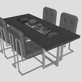 现代家具餐桌椅SU模型下载_sketchup草图大师SKP模型