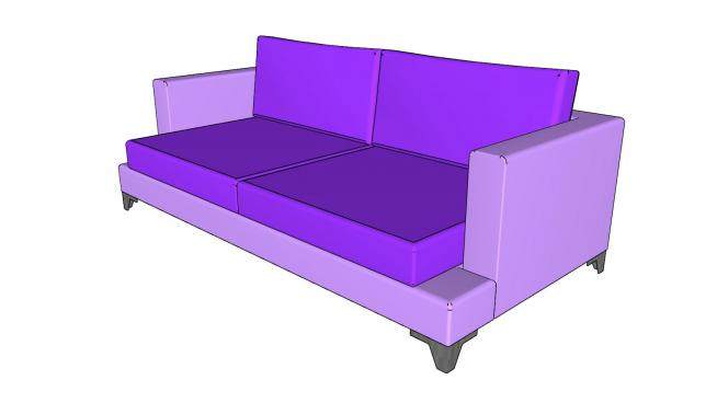 紫色双座沙发家具SU模型下载_sketchup草图大师SKP模型