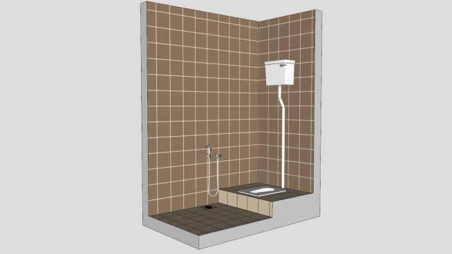 卫生间洗澡房包含蹲式厕所SU模型下载_sketchup草图大师SKP模型