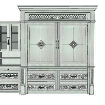 欧式侧壁柜家具SU模型下载_sketchup草图大师SKP模型