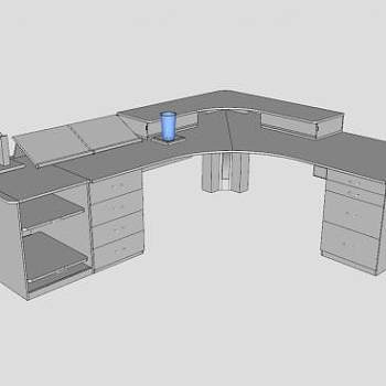 职工白色办公桌SU模型下载_sketchup草图大师SKP模型