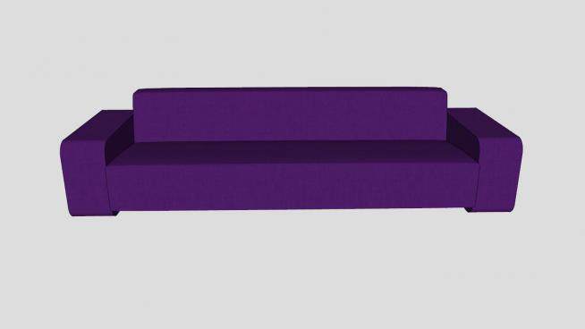 紫色现代直沙发家具SU模型下载_sketchup草图大师SKP模型