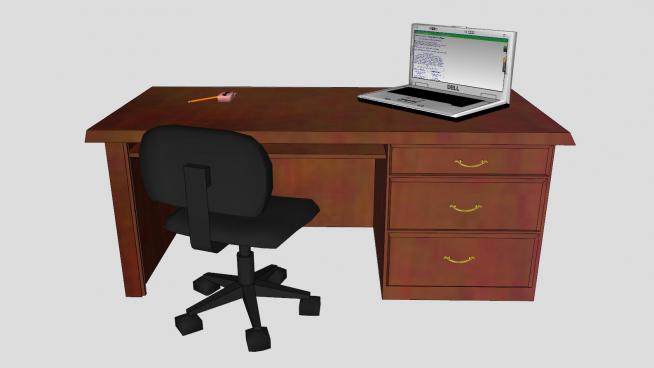 木质办公桌书桌电脑桌旋转椅SU模型下载_sketchup草图大师SKP模型