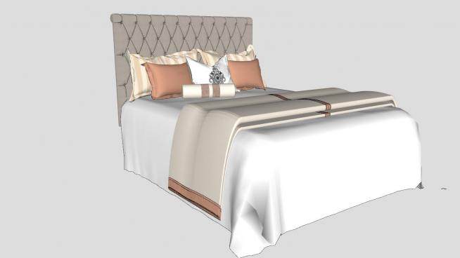 欧式双人床床铺家具床上用品SU模型下载_sketchup草图大师SKP模型