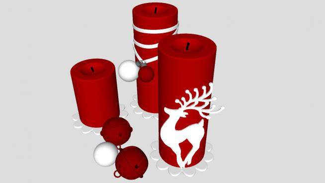 圣诞蜡烛和铃铛SU模型下载_sketchup草图大师SKP模型