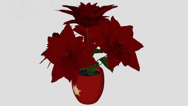 圣诞节圣诞花一品红花瓶SU模型下载_sketchup草图大师SKP模型