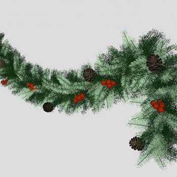 针叶树枝条拉花圣诞饰品SU模型下载_sketchup草图大师SKP模型