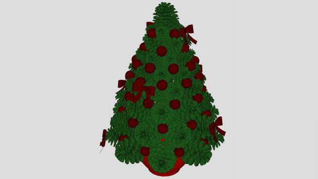 红色彩灯圣诞树装饰品SU模型下载_sketchup草图大师SKP模型