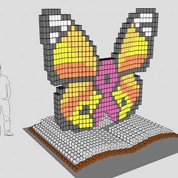 蝴蝶雕塑SU模型下载_sketchup草图大师SKP模型