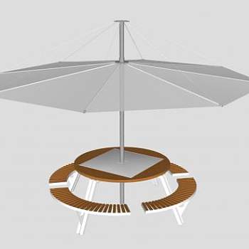 户外遮阳伞圆形桌椅SU模型下载_sketchup草图大师SKP模型