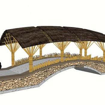 少数民族拱桥SU模型下载_sketchup草图大师SKP模型