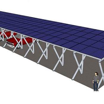 现代支架停车棚架SU模型下载_sketchup草图大师SKP模型